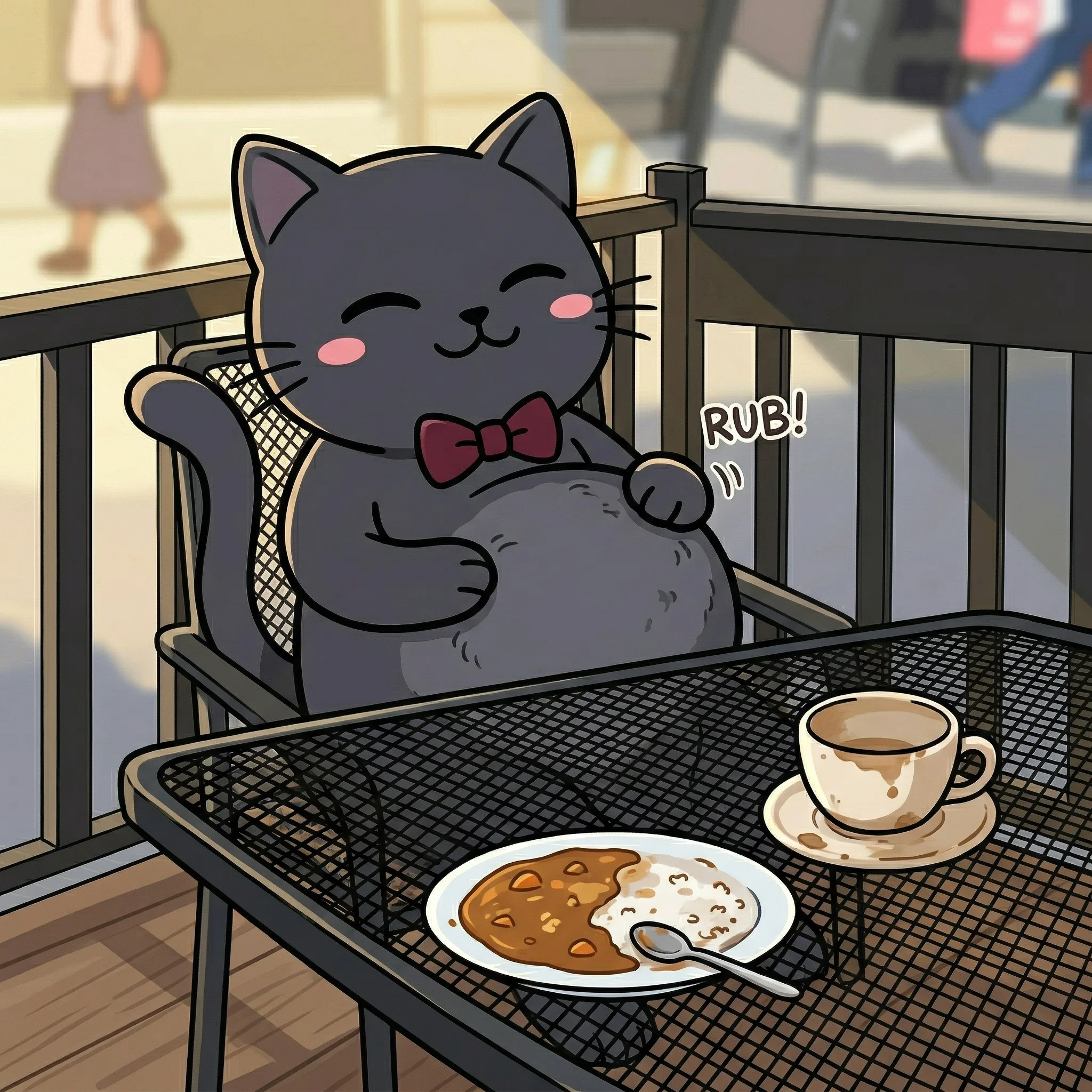 カレーでお腹がいっぱいのもふねこ