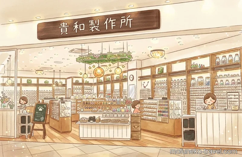 貴和製作所 ONE GINZA店の広々とした店内イラスト