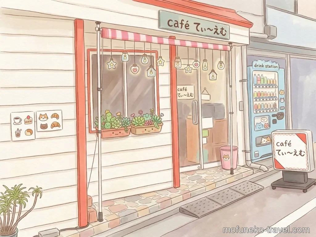 南台商店街にあるカフェ てぃ～えむの外観イラスト