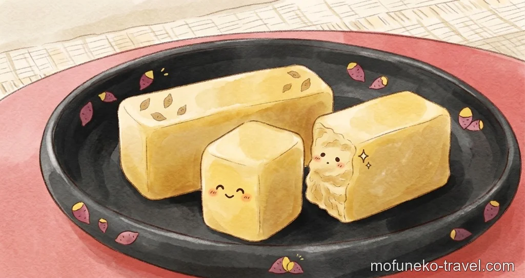 舟和の芋ようかんのかわいい顔付きイラスト