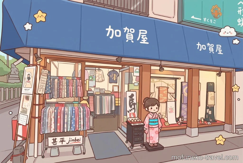 着物販売店 加賀屋の外観イラスト