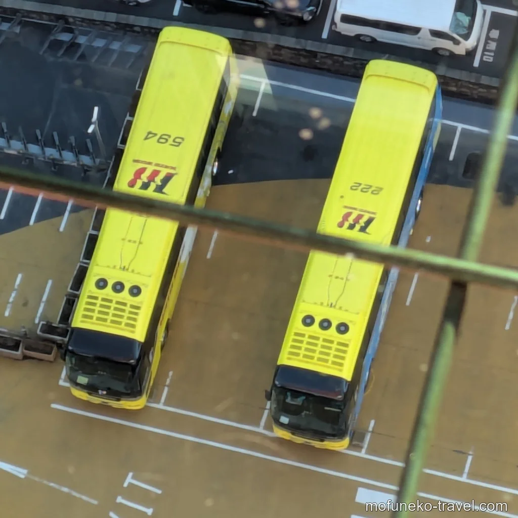 見下ろした黄色いはとバス