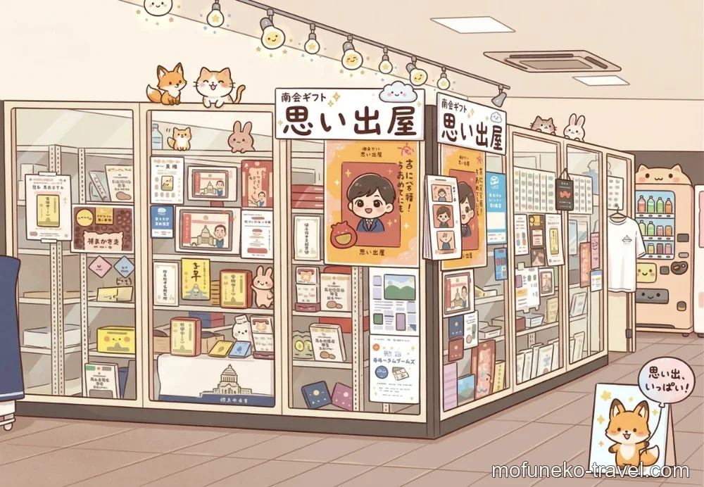 国会参観バス駐車場内にあるレトロなお土産屋さん「思い出屋」のイラスト